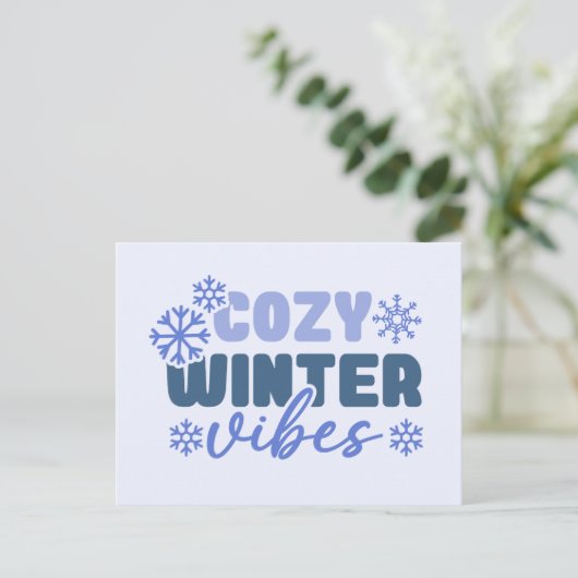 Gezellige Winter Vibes - Snowflake Typografie Briefkaart (Staand voorkant)