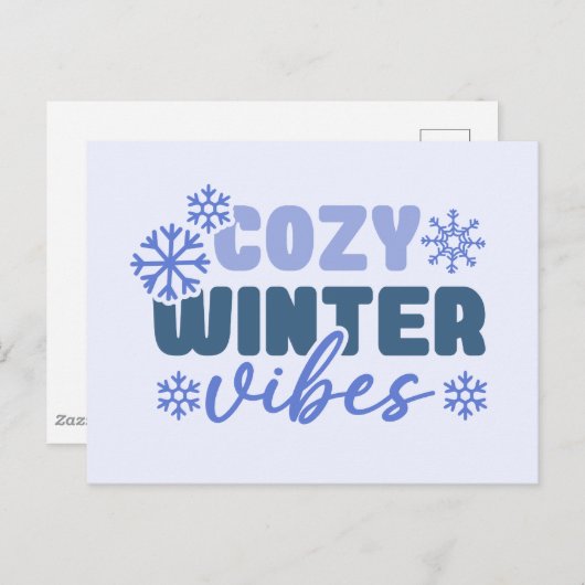 Gezellige Winter Vibes - Snowflake Typografie Briefkaart (Voorkant / Achterkant)
