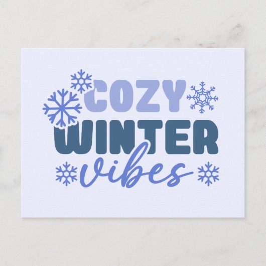 Gezellige Winter Vibes - Snowflake Typografie Briefkaart (Voorkant)