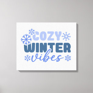 Gezellige Winter Vibes - Snowflake Typografie Canvas Afdruk
