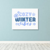 Gezellige Winter Vibes - Snowflake Typografie Canvas Afdruk (Insitu (Houten vloer))