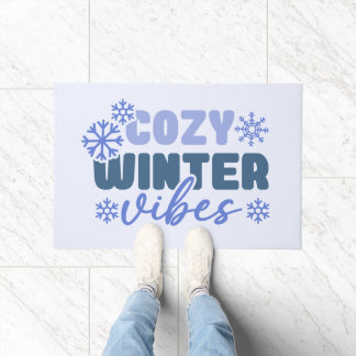 Gezellige Winter Vibes - Snowflake Typografie Deurmat