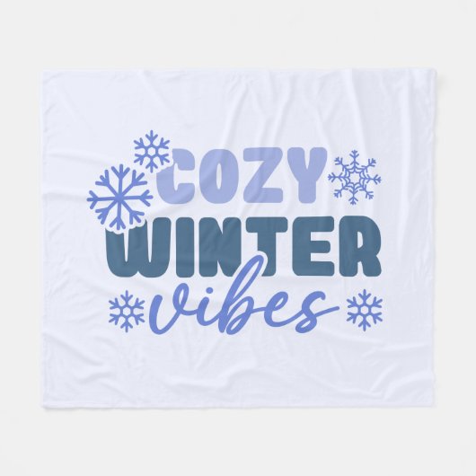 Gezellige Winter Vibes - Snowflake Typografie Fleece Deken (Voorkant (Horizontaal))