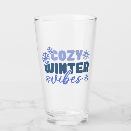 Gezellige Winter Vibes - Snowflake Typografie Glas (Voorkant)
