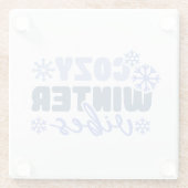 Gezellige Winter Vibes - Snowflake Typografie Glazen Onderzetter (Achterkant)