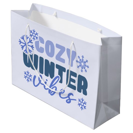 Gezellige Winter Vibes - Snowflake Typografie Groot Cadeauzakje (Achterkant Gekanteld)