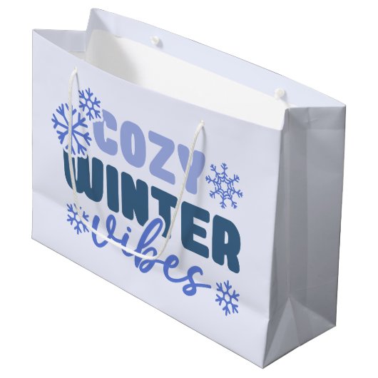 Gezellige Winter Vibes - Snowflake Typografie Groot Cadeauzakje (Voorkant Gekanteld)