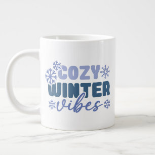 Gezellige Winter Vibes - Snowflake Typografie Grote Koffiekop