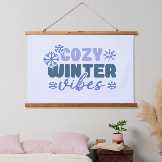 Gezellige Winter Vibes - Snowflake Typografie Hangend Wandkleed (Slaapkamer)
