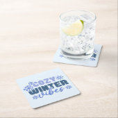 Gezellige Winter Vibes - Snowflake Typografie Kartonnen Onderzetters (Insitu)