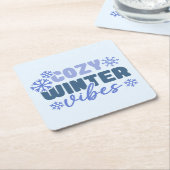 Gezellige Winter Vibes - Snowflake Typografie Kartonnen Onderzetters (Schuin)