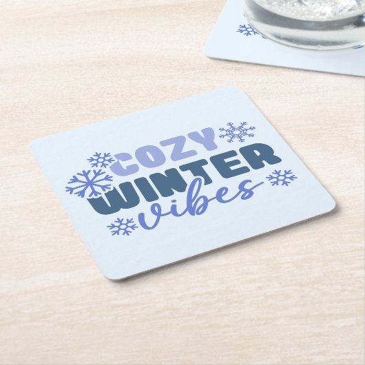 Gezellige Winter Vibes - Snowflake Typografie Kartonnen Onderzetters (Schuin)