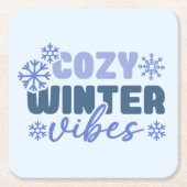Gezellige Winter Vibes - Snowflake Typografie Kartonnen Onderzetters (Voorkant)