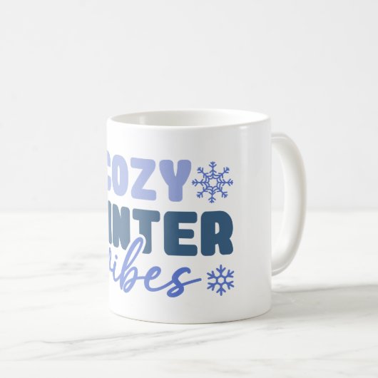 Gezellige Winter Vibes - Snowflake Typografie Koffiemok (Voorkant rechts)