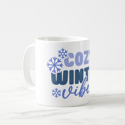 Gezellige Winter Vibes - Snowflake Typografie Koffiemok (Voorkant links)