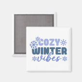 Gezellige Winter Vibes - Snowflake Typografie Magneet (Voorkant / Achterkant)