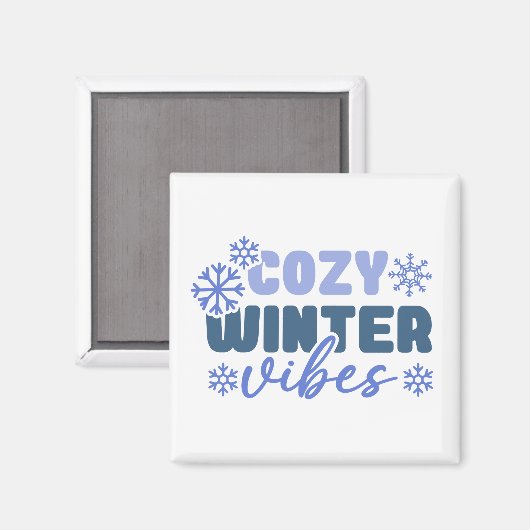 Gezellige Winter Vibes - Snowflake Typografie Magneet (Voorkant / Achterkant)