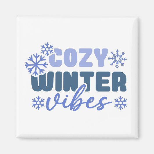 Gezellige Winter Vibes - Snowflake Typografie Magneet (Voorkant)