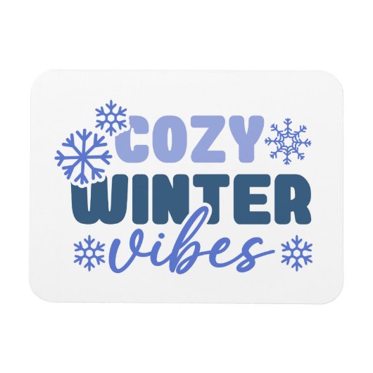 Gezellige Winter Vibes - Snowflake Typografie Magneet (Horizontaal)