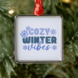 Gezellige Winter Vibes - Snowflake Typografie Metalen Ornament