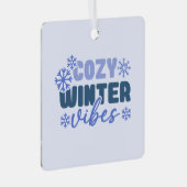 Gezellige Winter Vibes - Snowflake Typografie Metalen Ornament (Voorkant Rechts)
