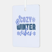 Gezellige Winter Vibes - Snowflake Typografie Metalen Ornament (Voorkant links)