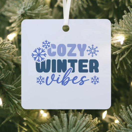 Gezellige Winter Vibes - Snowflake Typografie Metalen Ornament (Insitu)