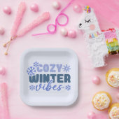 Gezellige Winter Vibes - Snowflake Typografie Papieren Bordje (Feest)