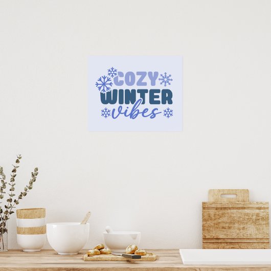 Gezellige Winter Vibes - Snowflake Typografie Poster (Keuken)