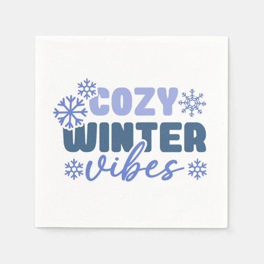 Gezellige Winter Vibes - Snowflake Typografie Servet (Voorkant)