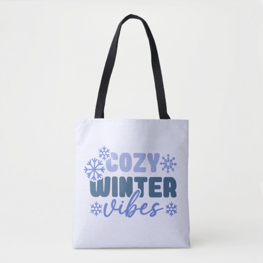 Gezellige Winter Vibes - Snowflake Typografie Tote Bag (Voorkant)