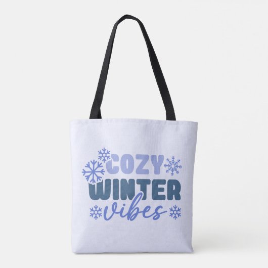 Gezellige Winter Vibes - Snowflake Typografie Tote Bag (Achterkant)
