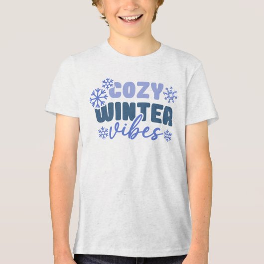 Gezellige Winter Vibes - Snowflake Typografie Tri-Blend Shirt (Voorkant)