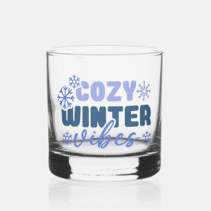 Gezellige Winter Vibes - Snowflake Typografie Whisky Glas