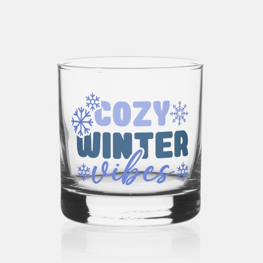 Gezellige Winter Vibes - Snowflake Typografie Whisky Glas (Voorkant)
