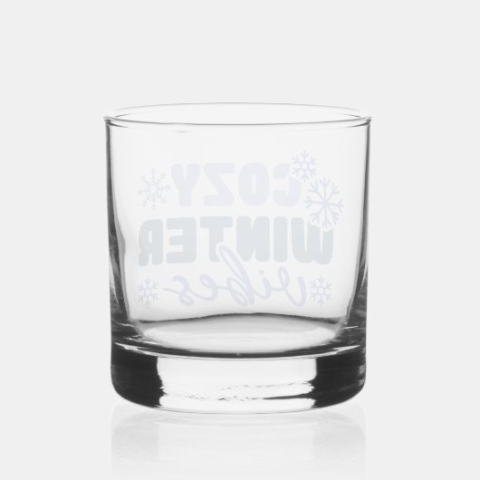 Gezellige Winter Vibes - Snowflake Typografie Whisky Glas (Achterkant)