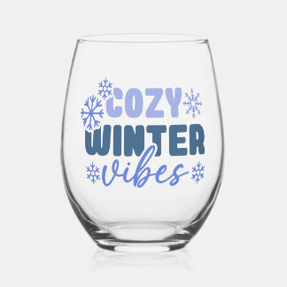 Gezellige Winter Vibes - Snowflake Typografie Wijnglas Zonder Voet