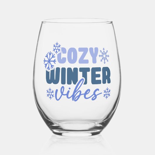 Gezellige Winter Vibes - Snowflake Typografie Wijnglas Zonder Voet (Voorkant)