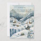 "Gezellige Winter Village Christmas Flat Invitatio Kaart (Achterkant)
