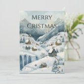"Gezellige Winter Village Christmas Flat Invitatio Kaart (Staand voorkant)