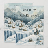 "Gezellige Winter Village Christmas Flat Invitatio Kaart (Voorkant / Achterkant)