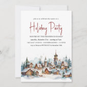 Gezellige Winter Village Holiday Party Invitat Kaart (Voorkant)