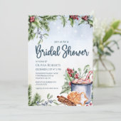 Gezellige Winter Warme Chocolade Sneeuw Bruiloft F Kaart (Staand voorkant)