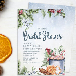 Gezellige Winter Warme Chocolade Sneeuw Bruiloft F Kaart