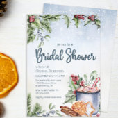 Gezellige Winter Warme Chocolade Sneeuw Bruiloft F Kaart