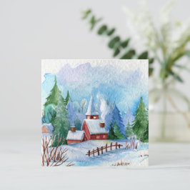 Gezellige Winter Watercolor Landschap