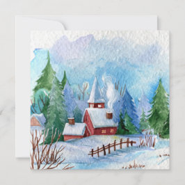 Gezellige Winter Watercolor Landschap