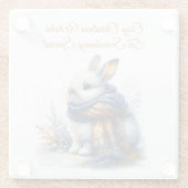 Gezellige winter wenst een grappig speciaal konijn glazen onderzetter (Achterkant)