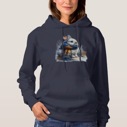 Gezellige winter wenst een grappig speciaal konijn hoodie (Voorkant)