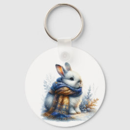 Gezellige winter wenst een grappig speciaal konijn sleutelhanger